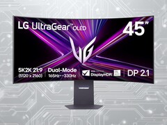 LG 45GX950A 45-inch 5K2K OLED gaming monitor front side is shown (Image source: LG with edits)