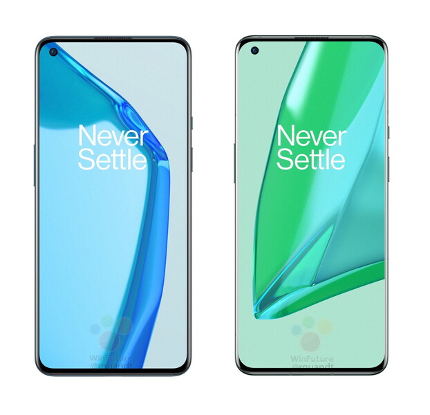 The OnePlus 9 and OnePlus 9 Pro, from left to right. (Image source: WinFuture)