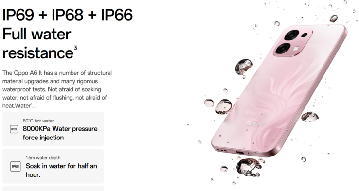 The smartphone offers protection against dust and water. (Image source: Oppo)