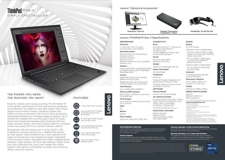 Lenovo ThinkPad P1 Gen 4 - specifications
