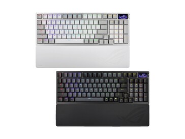 The ROG Azoth 96 HE will come in white and black colorways with a detachable wrist rest. (Image source: Asus)