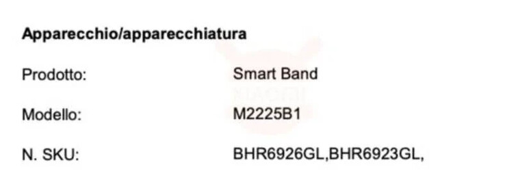 The supposed Declaration of Conformity for the Redmi Band 2 in Italy. (Image source: XiaomiToday)