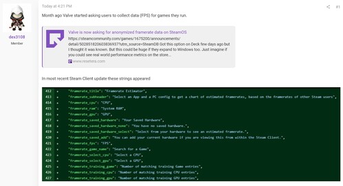 Steam Client update mentioning frame rate chart