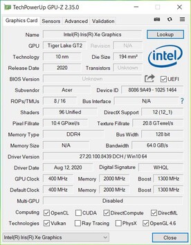 Acer Aspire 5 A515-56-511A - GPUz
