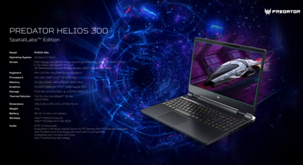 Acer Predator Helios 300 SpatialLabs Edition - Specifications. (Image Source: Acer)