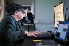A patient undergoes training after receiving PRIMA&#039;s electronic eye implant (Image source: Moorfields Eye Hospital)