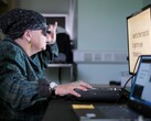 A patient undergoes training after receiving PRIMA's electronic eye implant (Image source: Moorfields Eye Hospital)
