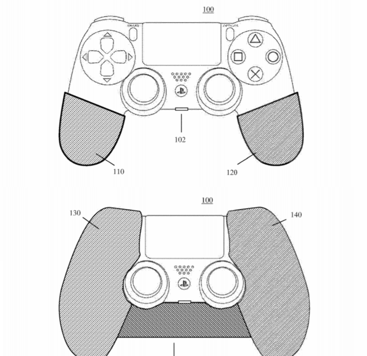 The DualShock 5 would be fitted with "sleeves" that contain sensors. (Image source: USPTO/Respawn First)