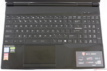 Familiar SteelSeries keyboard layout with Turbo Fan and Dragon Center buttons