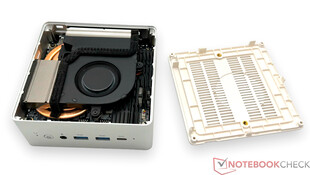 The Minisforum Venus Series NAB9 with removed bottom cover