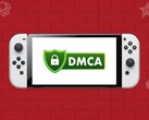 Nintendo Switch OLED displaying DMCA logo