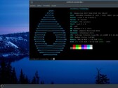OmegaLinux 2026.02.21 desktop with terminal window showing new Arch Linux base version
