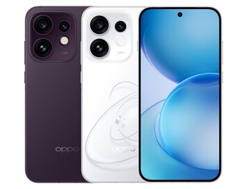The Oppo Reno 16 in Purple and Pop White.