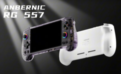 The Anbernic RG 557 gaming handheld will be available in two colors - purple and white. (Image source: Anbernic)