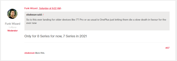 The OnePlus 7 series is being left out in the cold. (Image source: OnePlus Forums)