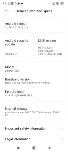 Software of the Xiaomi Redmi Note 12 Pro+ 5G