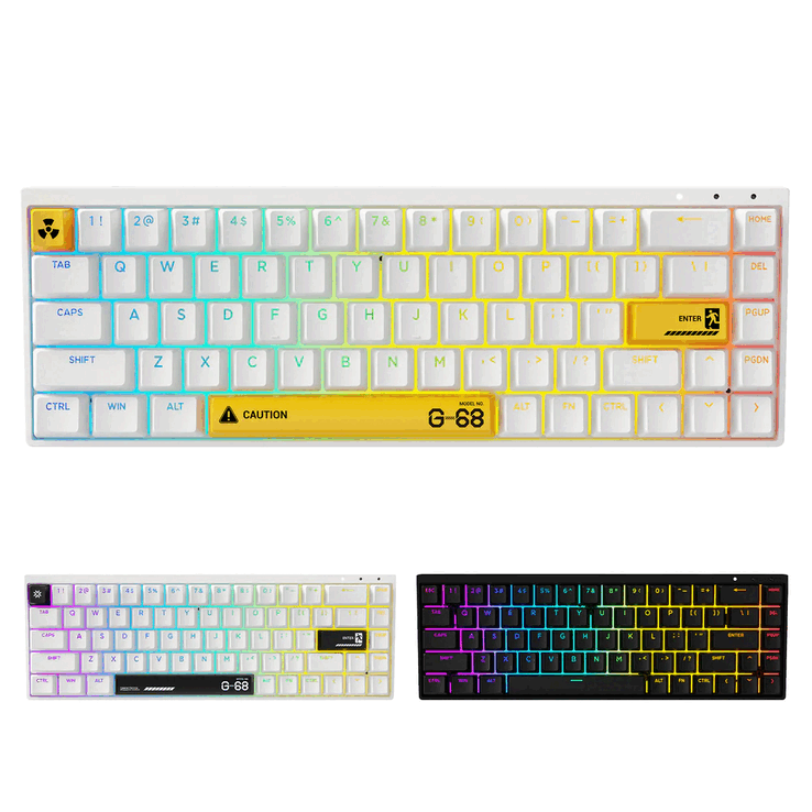 The Syntech Chronos 68 Rapid Trigger Magnetic keyboard comes in black, yellow, and white colorways (Image source: Syntech)