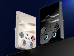 The Anbernic RG477V in its two launch colours. (Image source: Anbernic - edited)