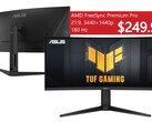 The Asus TUF Gaming VG34VQL3A balances gaming, productivity, and creative work with a 21:9 aspect ratio, 400 nit brightness, and 180 Hz refresh rate. (Image source: Asus - edited)