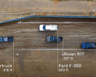 Cybertruck vs Ford F-350 vs Rivian R1T tow test (image: Tesla)