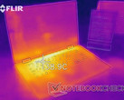 Thermal map of the XPS 15 2-in-1 after video streaming for some time.