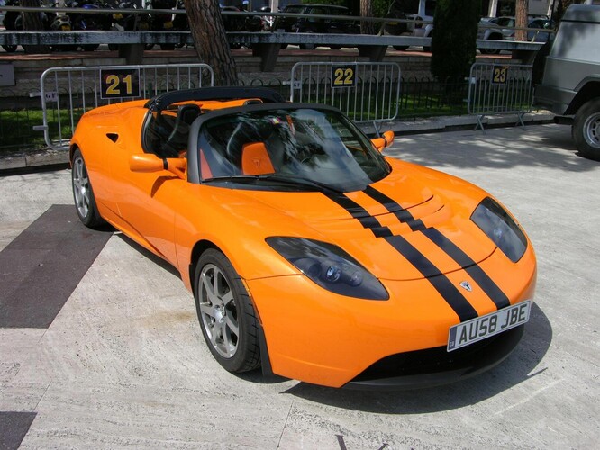 The original Roadster from 2008 was Tesla's first production car. (Source: Wikimedia)
