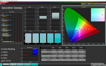 CalMan color saturation (target color space: sRGB), profile: Default