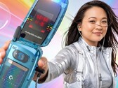 A promotional marketing image for the Commodore 8020 Callback flip phone