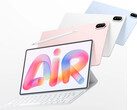 The MatePad Air 2026 starts at €799 in the EU. Pictured: a promo picture showing different colors and the keyboard accessory.