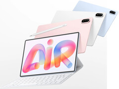 The MatePad Air 2026 starts at €799 in the EU. Pictured: a promo picture showing different colors and the keyboard accessory.