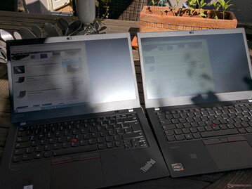Outdoors (in the sun; UHD P14s left, FHD P14s right)