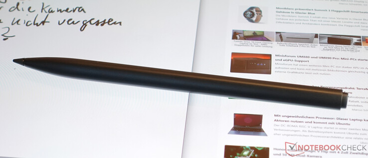 Stylus on the touchscreen