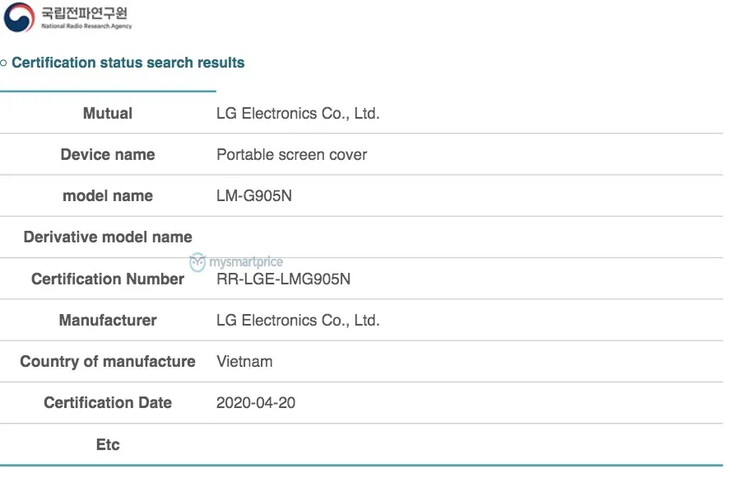 The possible Velvet-compatible Dual Screen is approved by the NRRA. (Source: NRRA via MySmartPrice)