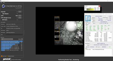 CPU information during a Cinebench R15 Multi 64-bit benchmark