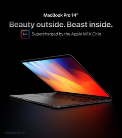 M1X MacBook Pro 14 concept. (Image source: @RendersbyIan)