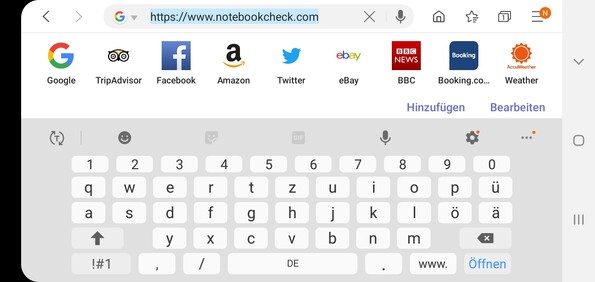 Using the default keyboard in landscape mode