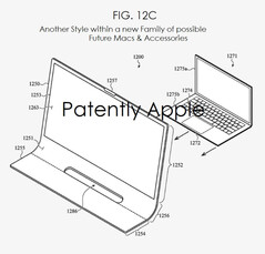 A design option allows for docking a MacBook directly into the glass surface. (Image Source: Patently Apple)
