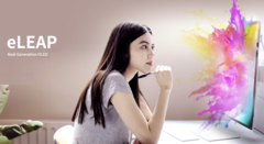 eLEAP can offer more cost-efficient and overall-improved displays. Promo image displaying an impressed person. (Image source: JDI) 