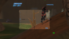 Halo Combat Evolved online multiplayer running on an Anbernic RG35XX H in a 23-player Blood Gulch match.