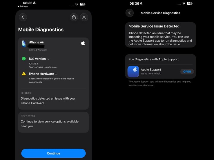 Screenshots shared by 'itstheskylion' showing mobile service issues.