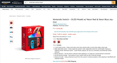 The Switch OLED is out there...albeit with caveats. (Source: Amazon)