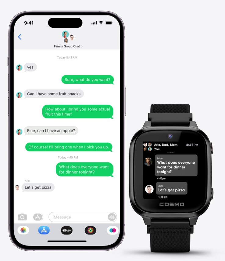 All family members automatically see all text messages with the Family Buddy feature of the JrTrack 4. (Image source: Cosmo Technologies)
