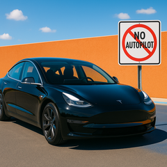 Tesla Model 3 autopilot prohibited (image source: ChatGPT DALL·E)