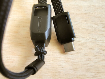 The lanyard cable converts into a USB-C charging cable.