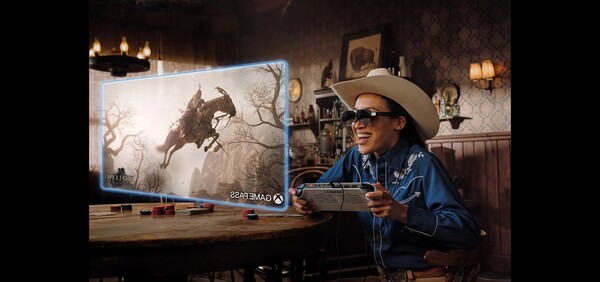 The Lenovo Legion Glasses 2 AR glasses provide a virtual display when connected to a supported device. (Image source: Lenovo)