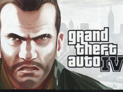 A close-up image of Niko Belić along with the GTA IV logo (image source: Rockstar Games)