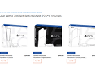 A screengrab of Sony's Certified Refurbished PlayStation 5 consoles on PlayStation Direct