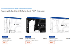 A screengrab of Sony's Certified Refurbished PlayStation 5 consoles on PlayStation Direct
