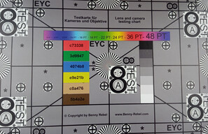 A photo of our test chart