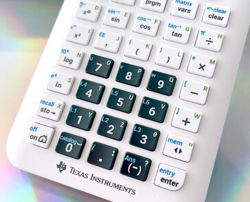 The Texas Instruments TI-84 Evo calculator has a revised keypad that includes clearer dimpled keys.